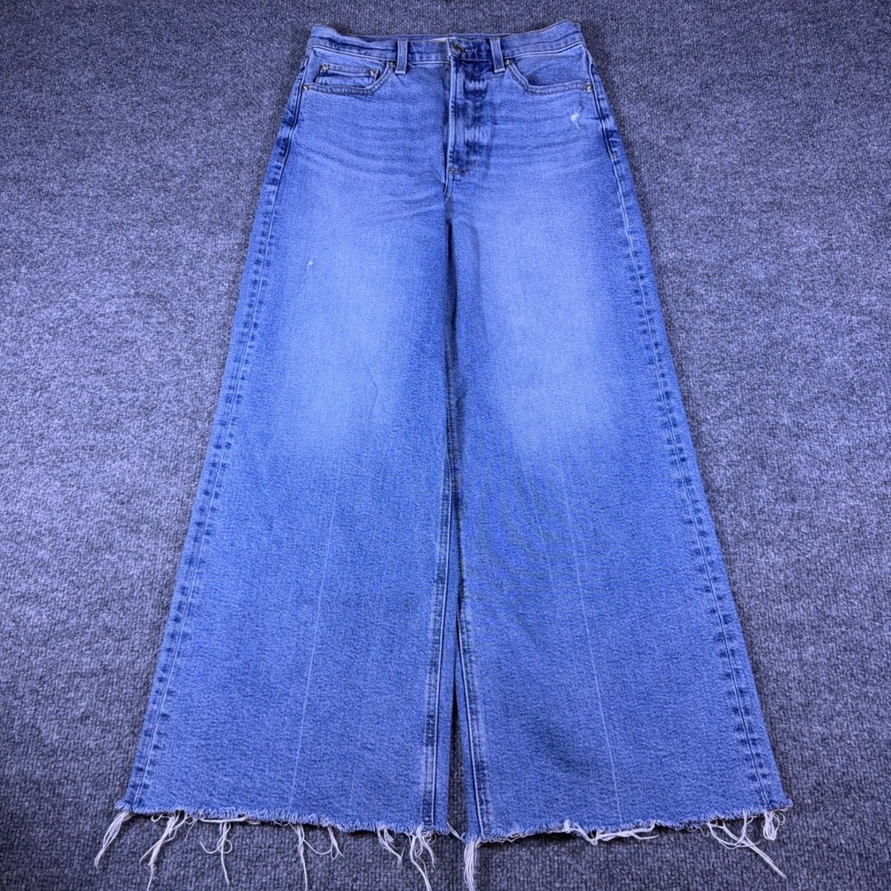 Pistola Womens High Rise Wide Leg Raw Hem Jeans Blue Denim Size 27
